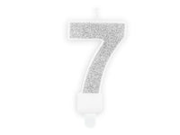 PartyDeco Party Candle Number 7 Glitter Silver 7cm