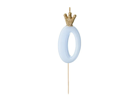 PartyDeco Party Candle Number 0 Blue 9.5cm
