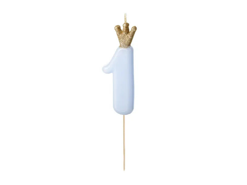 PartyDeco Party Candle Number 1 Blue 9.5cm