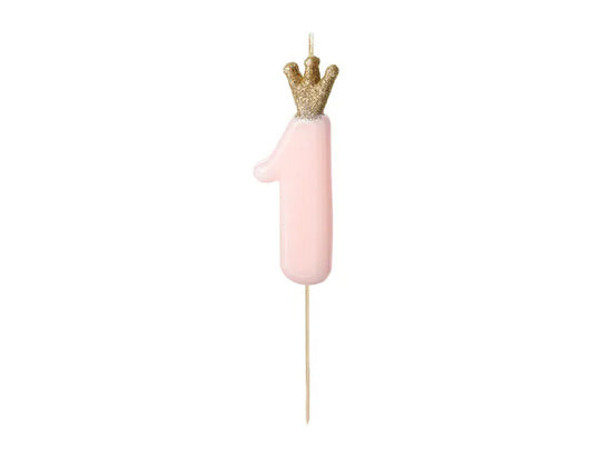 PartyDeco Party Candle Number 1 Pink 9.5cm
