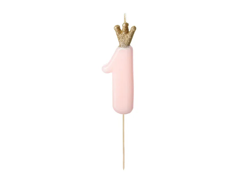 PartyDeco Party Candle Number 1 Pink 9.5cm