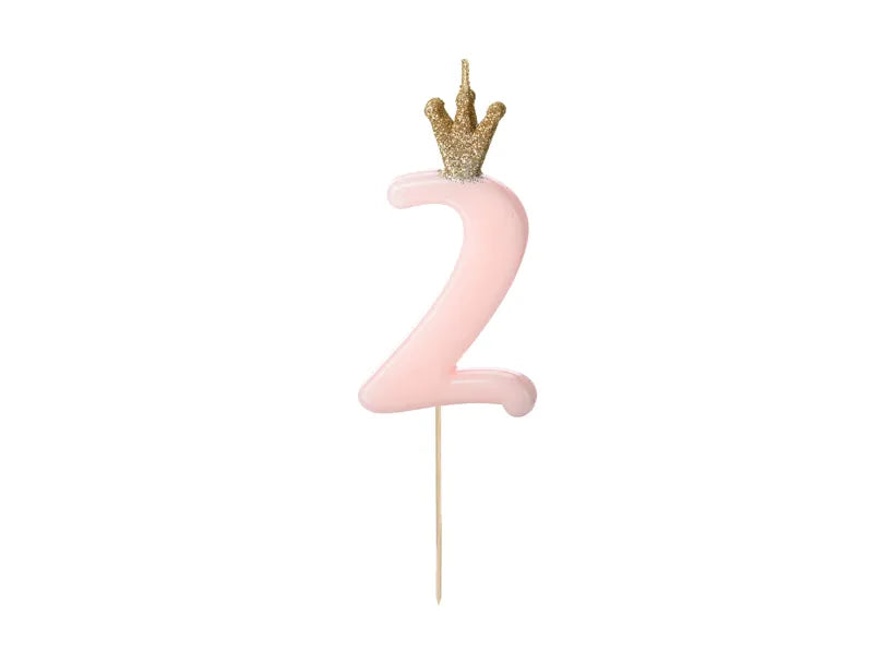 PartyDeco Party Candle Number 2 Pink 9.5cm