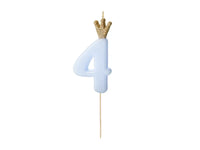 PartyDeco Party Candle Number 4 Blue 9.5cm