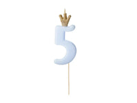 PartyDeco Party Candle Number 5 Blue 9.5cm