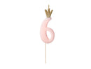 PartyDeco Party Candle Number 6 Pink 9.5cm