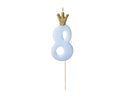 PartyDeco Party Candle Number 8 Blue 9.5cm