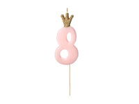 PartyDeco Party Candle Number 8 Pink 9.5cm