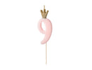 PartyDeco Party Candle Number 9 Pink 9.5cm