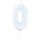 Candle Glitter White Number 0