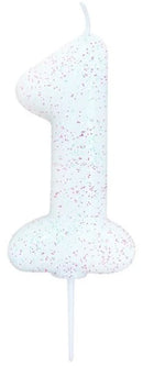 Candle Glitter White Number 1