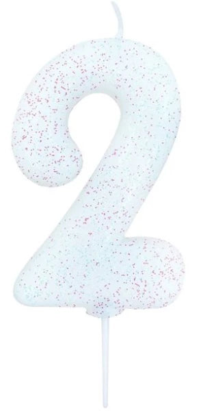 Candle Glitter White Number 2