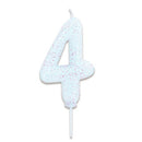 Candle Glitter White Number 4