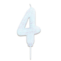 Candle Glitter White Number 4