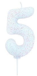 Candle Glitter White Number 5