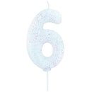 Candle Glitter White Number 6