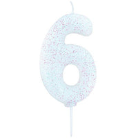 Candle Glitter White Number 6