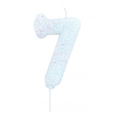 Candle Glitter White Number 7