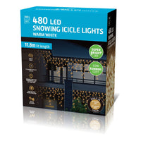 LED Snowing Icicle Lights Warm White 480pk