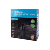 LED Snowing Icicle Lights White 960pk