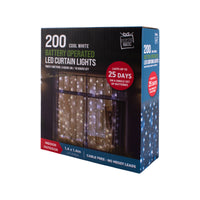 LED Timer Curtain Lights White 200pk