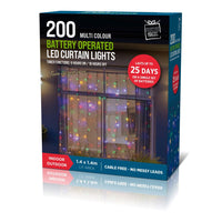 LED Timer Curtain Lights Multicolour 200pk