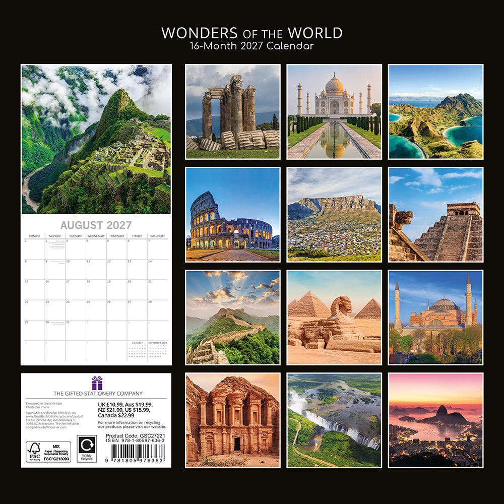 Gifted Stationery Calendar Wonders Of The World 20