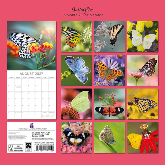Gifted Stationery Calendar Butterflies 2027
