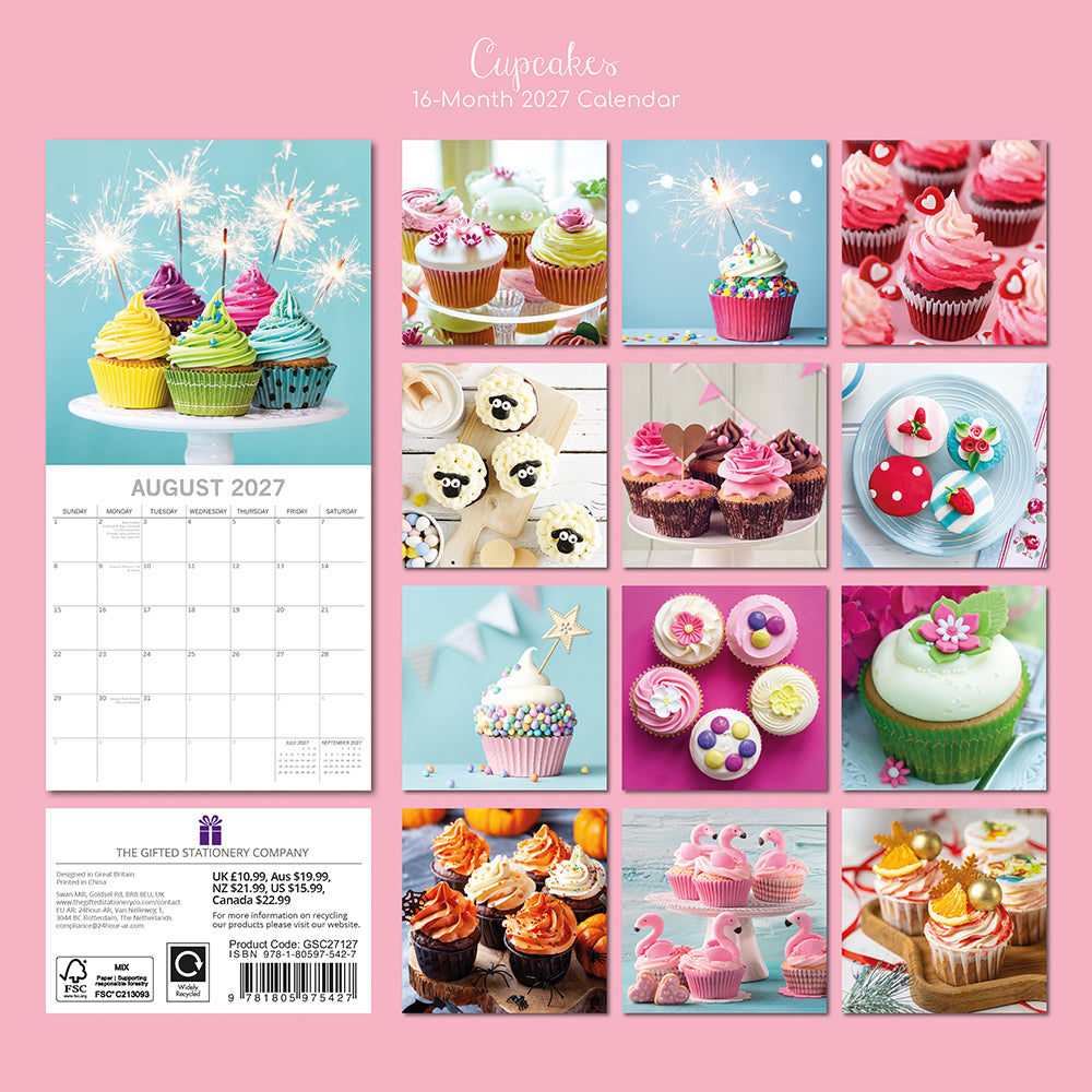 Gifted Stationery Calendar Cupcakes 2027