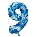 Sensations Blue Marble 34" Foil Balloon Number 9