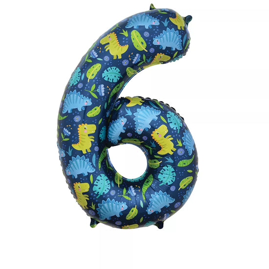 Sensations Foil Balloon Dinosaurs 34" Number 6