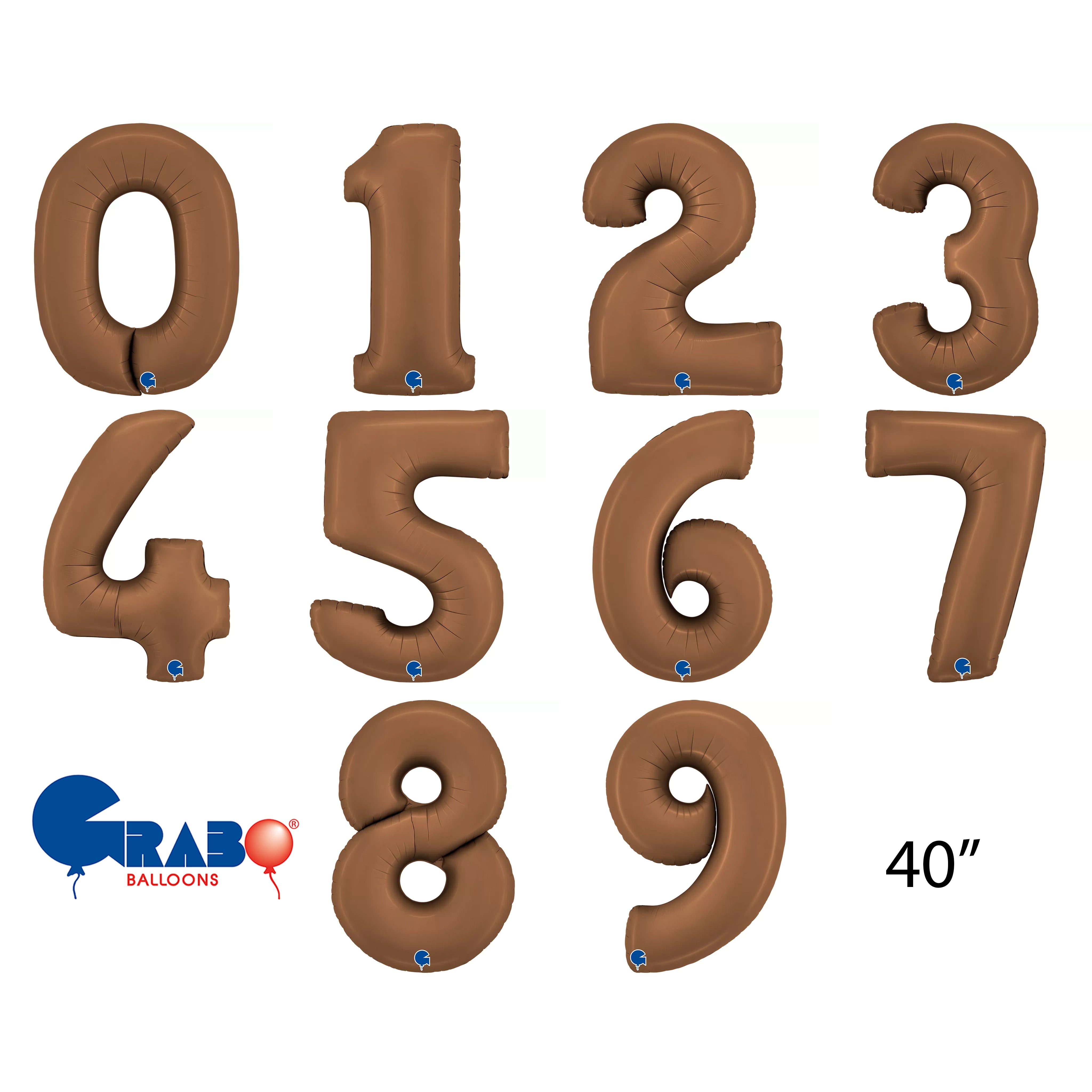 Grabo Foil Balloon Satin Chocolate 40" Numbers 0 - 9