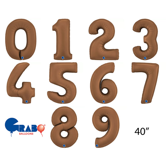 Grabo Foil Balloon Satin Chocolate 40" Numbers 0 - 9