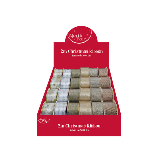 Christmas Glamour Ribbon 2M 24pk