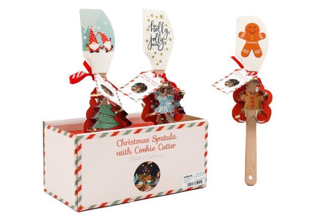 Christmas Spatula W/Cookie Cutter 32cm 12pk