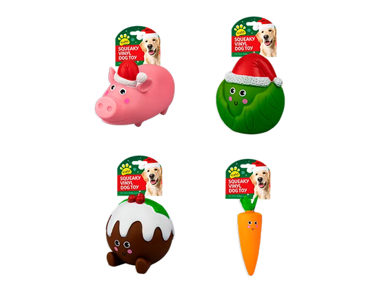Christmas Squeaky Vinyl Dog Toy Large 24pk