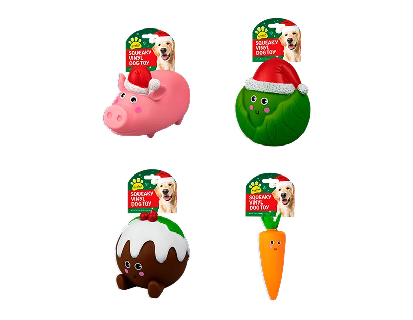 Christmas Squeaky Vinyl Dog Toy Large 24pk