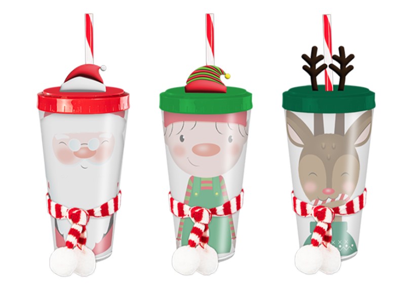 Festive Cup With Straw 12pk