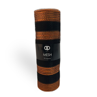 Deco Mesh Black & Orange 25cm x 9M