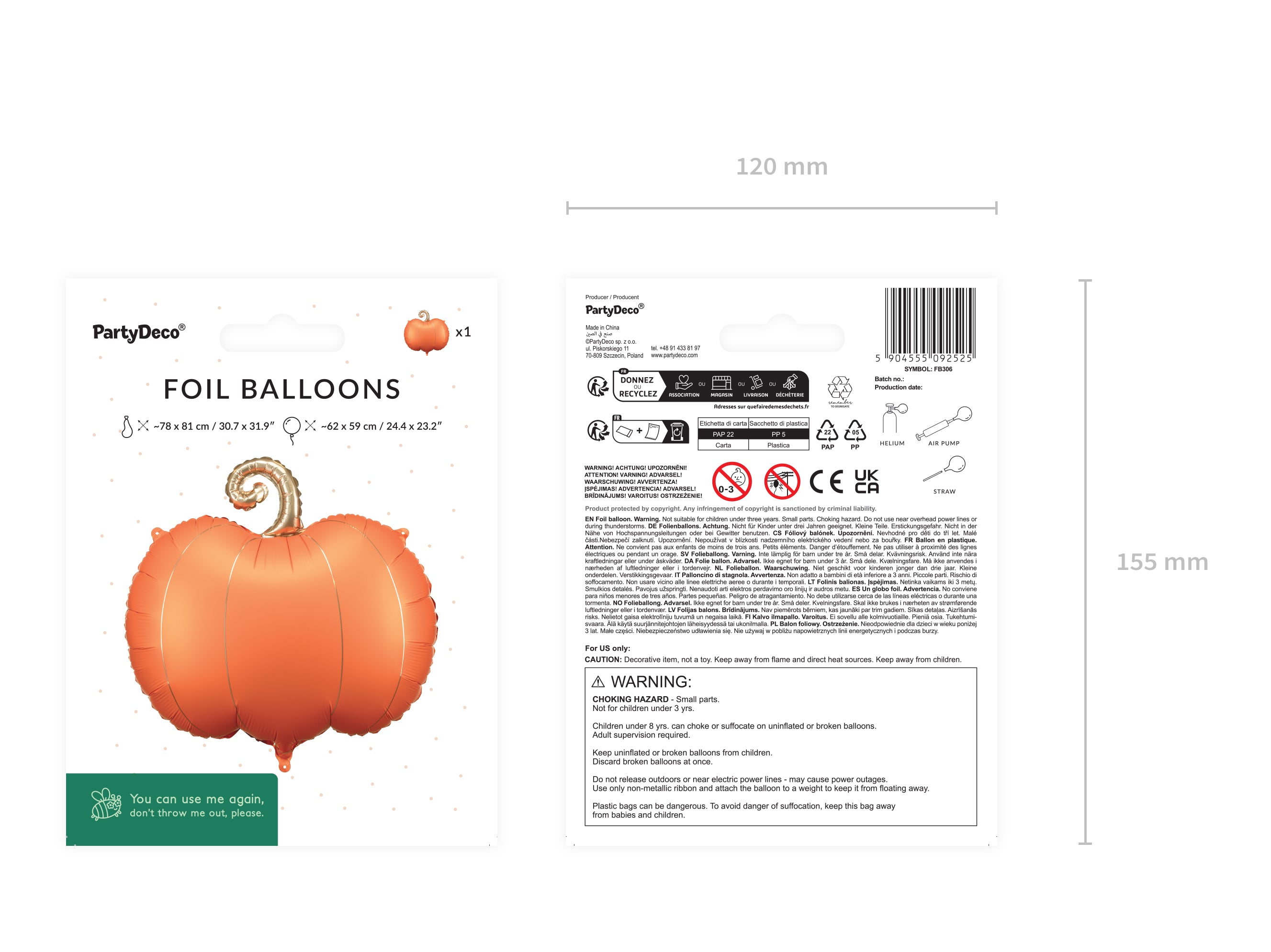 Party Deco Foil Balloon Halloween Pumpkin 32"