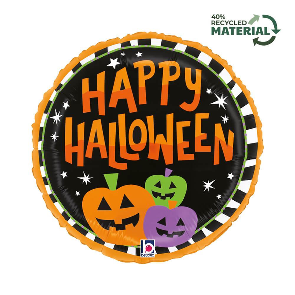 Grabo Foil Balloon Halloween Stripe Pumpkins 18"