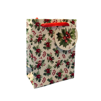 Tiger Feet Holly Gift Bag Small 6pk, festive holly design gift bags displayed together
