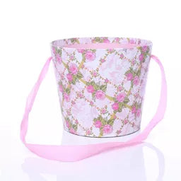 Floral Pot W/Handle Vintage Flowers Pink 16cm