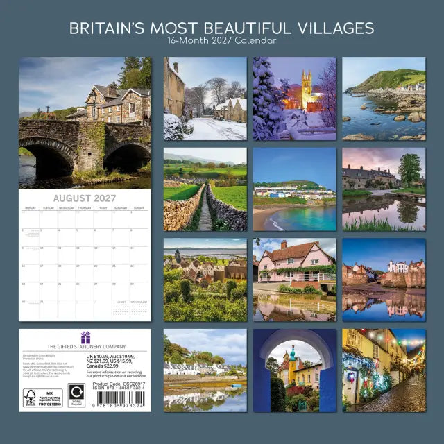 Gifted Stationery Calendar Britain's Villages 2027