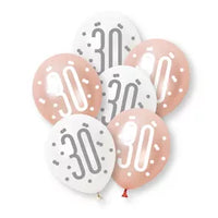 Unique Glitz Age 30 Rose Gold 12" Latex 6pk