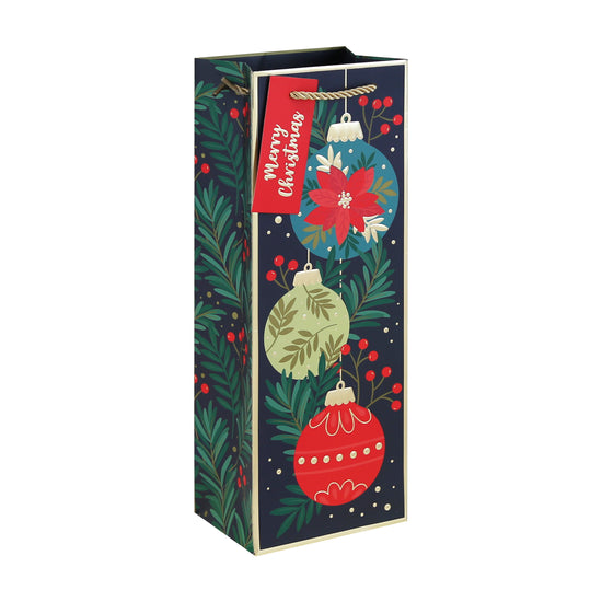 Bauble Embossed Gift Bag Bottle 12pk