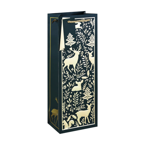 Woodland Embossed Gift Bag Bottle 12pk