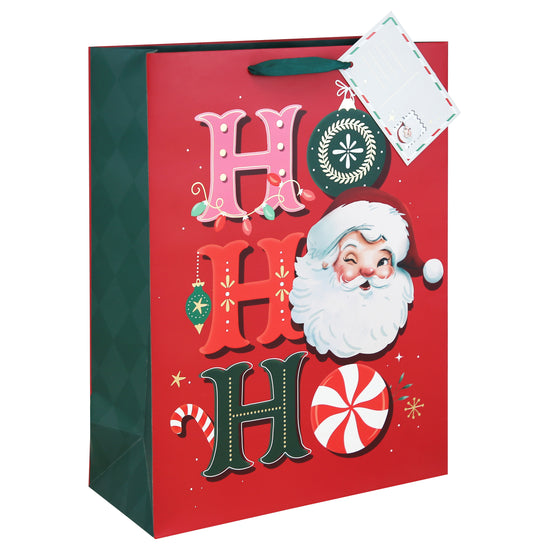 Vintage Santa Ho Ho Ho Gift Bag Extra Large 12pk