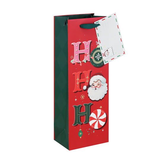 Vintage Santa Ho Ho Ho Gift Bag Bottle 12pk
