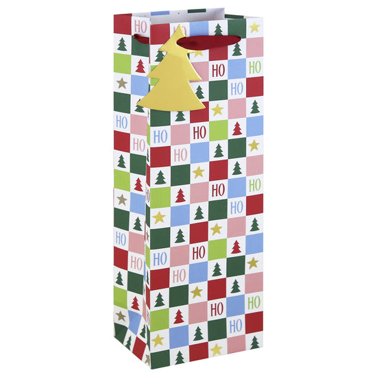 Ho Ho Ho White Kraft Gift Bag Bottle 12pk