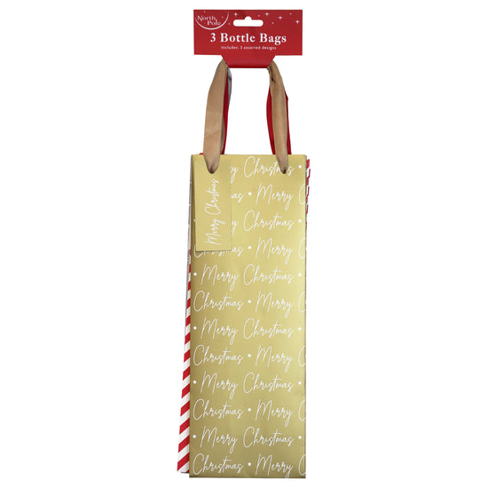 Christmas Assorted Gift Bag Bottle 3pk